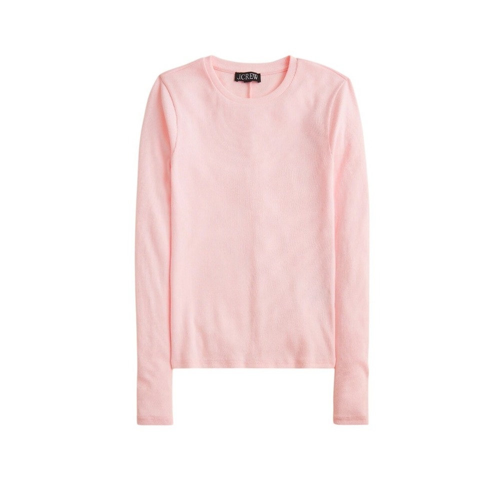 J. Crew Perfect Rib Long Sleeve Tee Washed Out Pink Ribbed Knit 3X - Picture 3 of 11